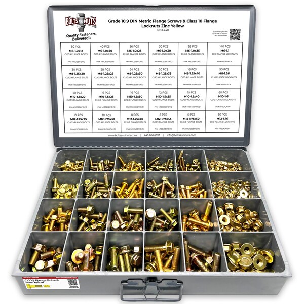 Boltsandnuts.Com Metric Class 10.9 Hex Flange Frame Bolts & Nuts Assortment - 739 PCS Assortment Kit #448 - main